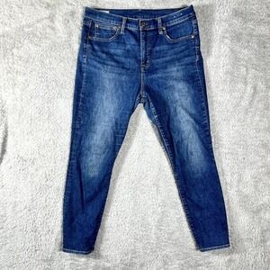 Gap Jeans Womens 32x14 Blue Cotton Stretch Medium Wash High Rise True Skinny
